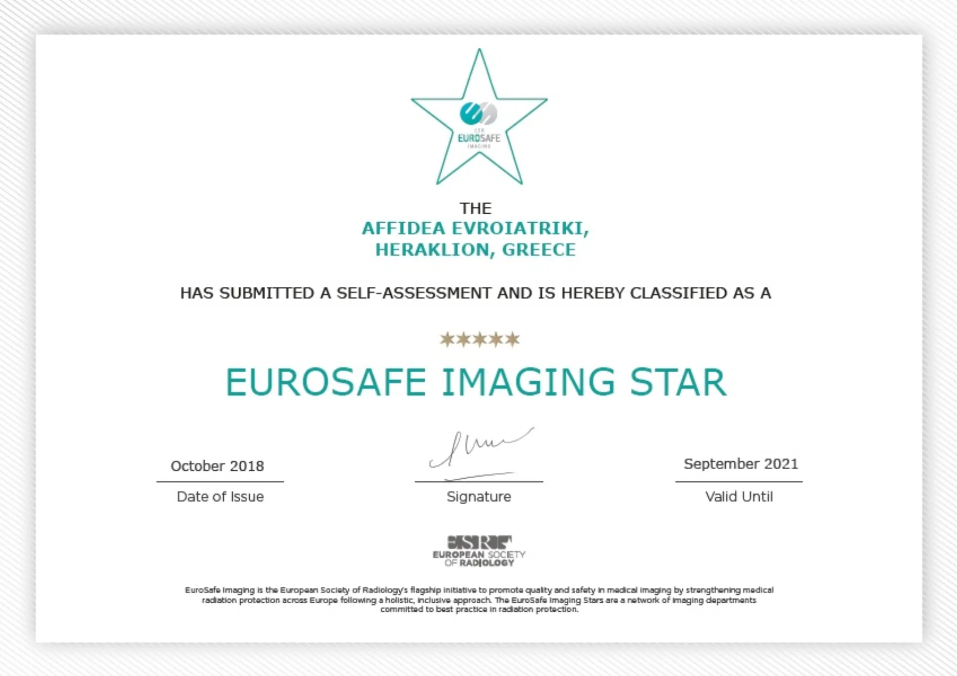 5 αστέρια για την Affidea Ηρακλείου Κρήτης