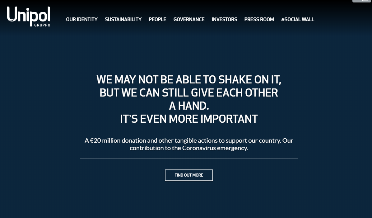 Η Unipol ενισχύει με 20 εκατ. το σύστημα υγείας της Ιταλίας στην μάχη ενάντια στον COVID-19