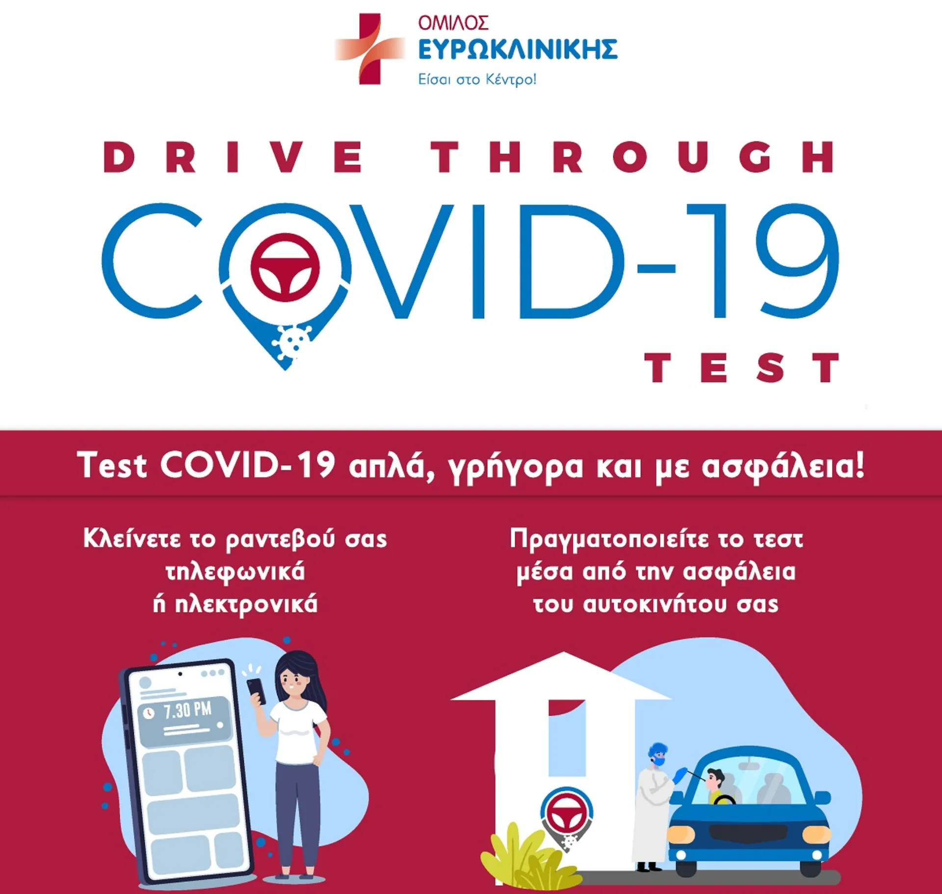 Όμιλος Ευρωκλινικής: Νέα Υπηρεσία Drive-Through COVID-19 test
