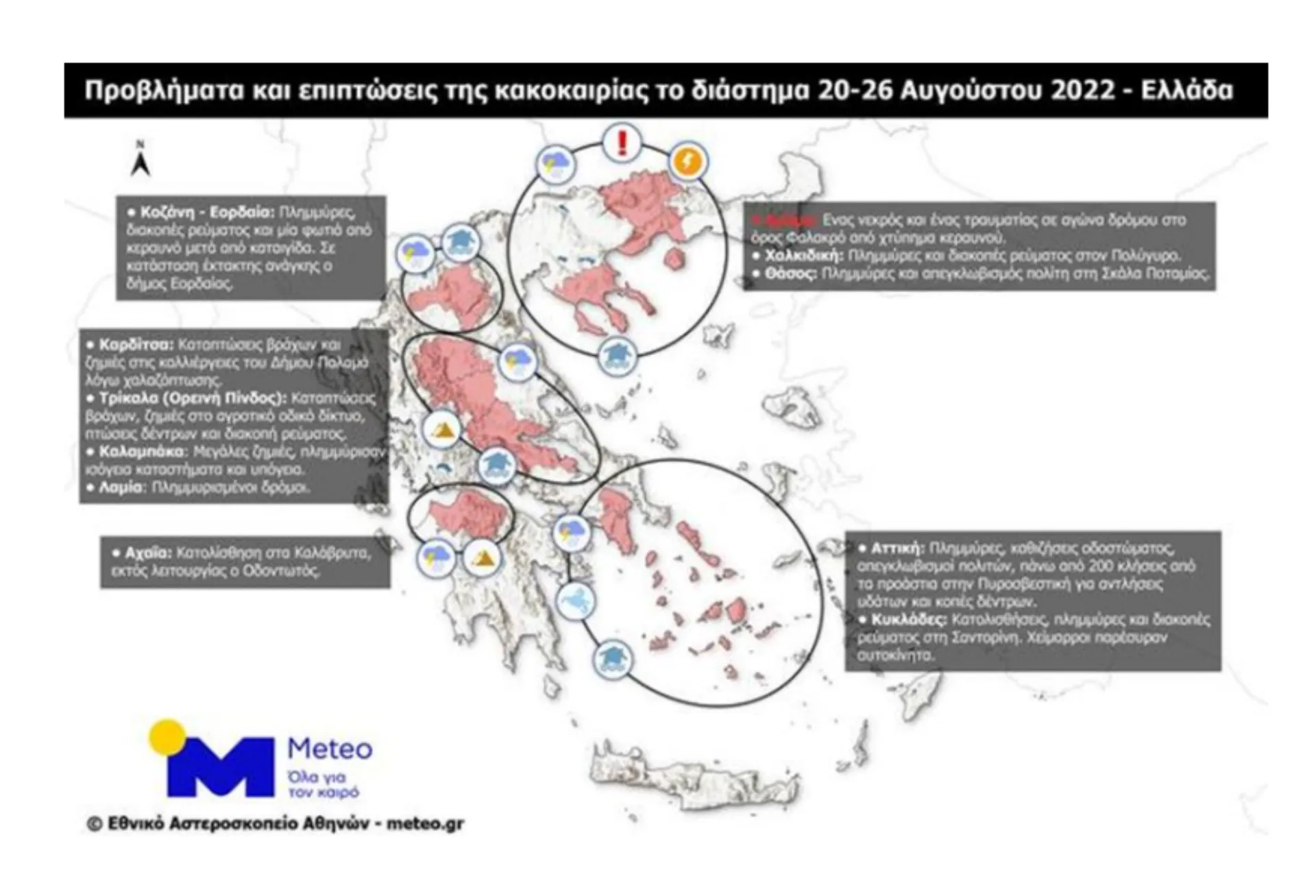 Ζημιές 1,4 εκατ. ευρώ από την κακοκαιρία 22-26 Αυγούστου 2022
