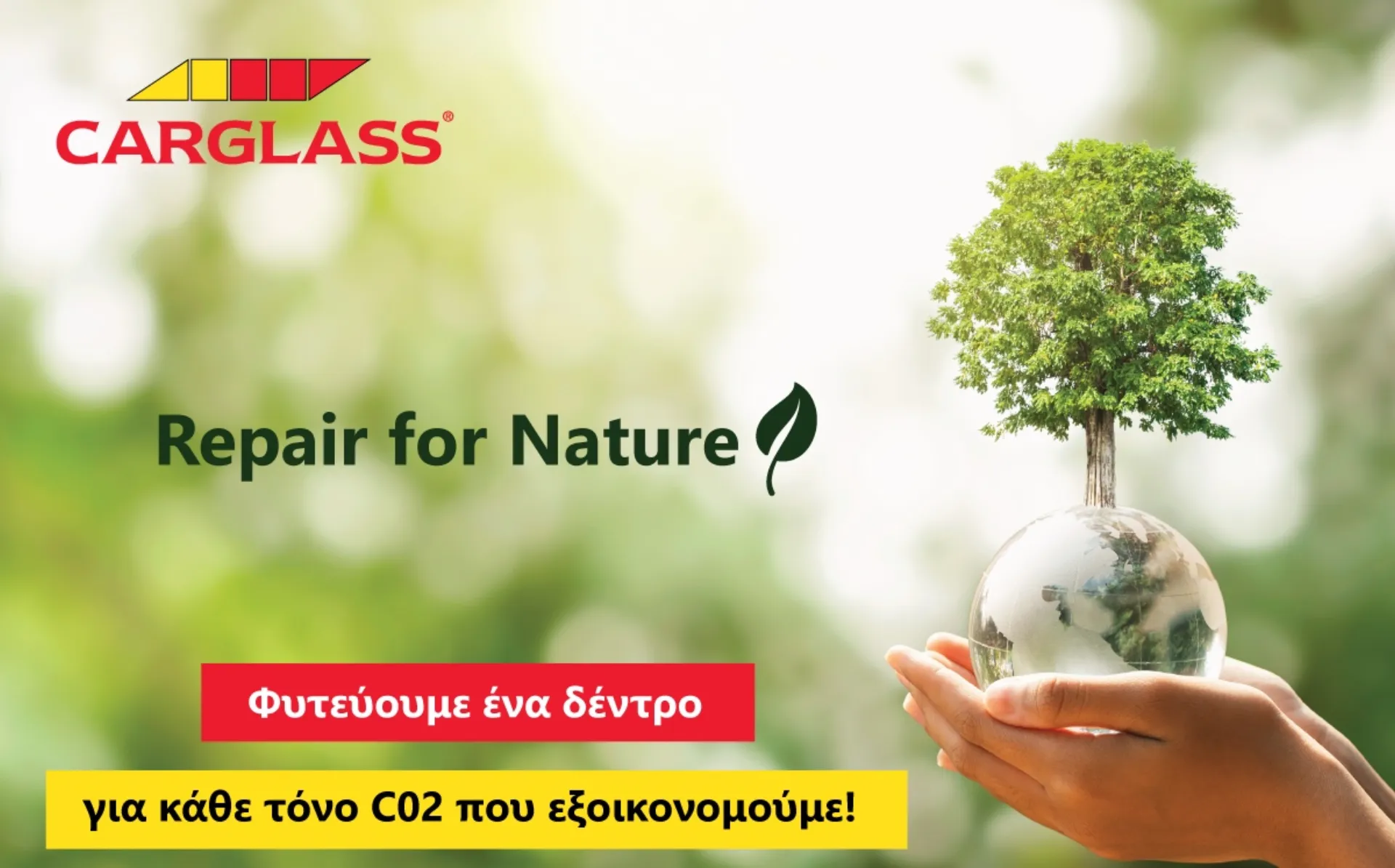 Ένα δέντρο από την Carglass® για κάθε τόνο CO2 που εξοικονομείται από την Επισκευή Παρμπρίζ