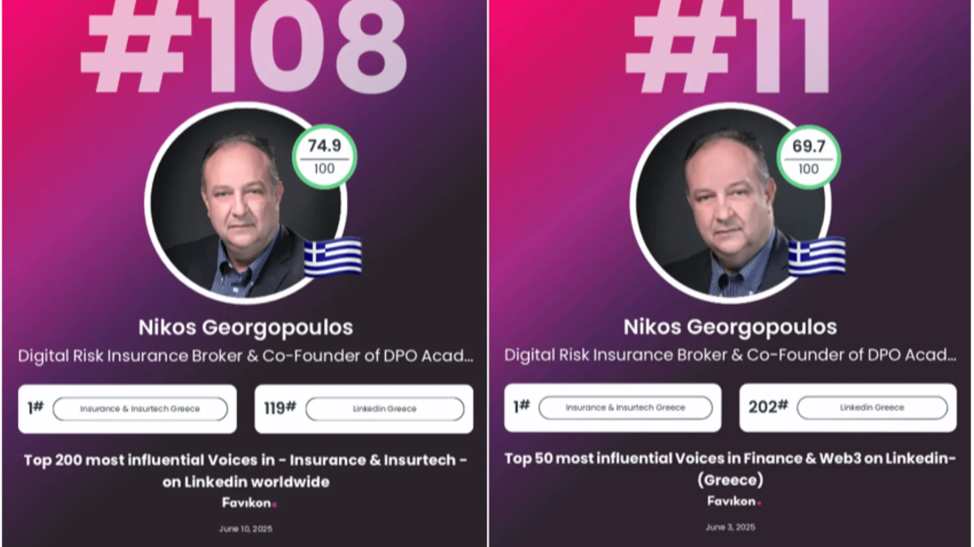 O Ν. Γεωργόπουλος στην 1η θέση στην Ελλάδα & τις 200 Most Influential Voices in Insurance & Insurtech