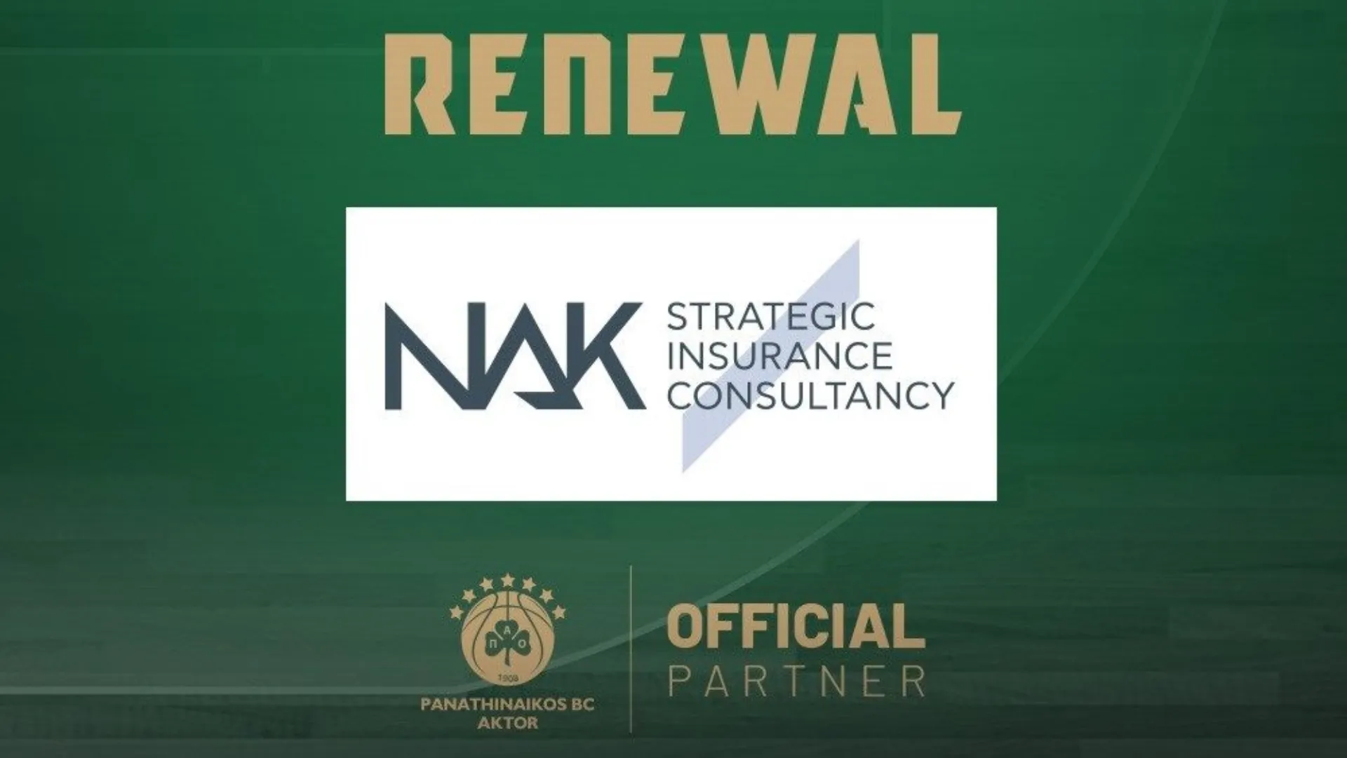 Η ΚΑΕ Παναθηναϊκός ανανέωσε τη χορηγική συνεργασία με τη ΝΑΚ – ΕΥΡΩΠΗ HOLDINGS